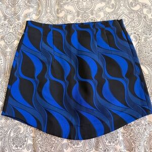 Zara Blue and Black Patterned Mini Skirt
